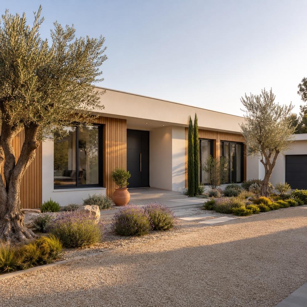 Maison contemporaine de plain-pied, exemple de projet de construction